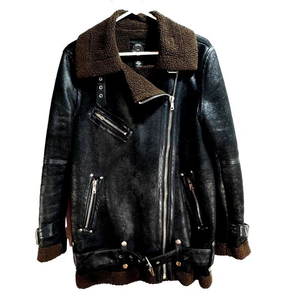 Urban Outfitters Biker Jacket Moto Motorcycle Belted Small Black